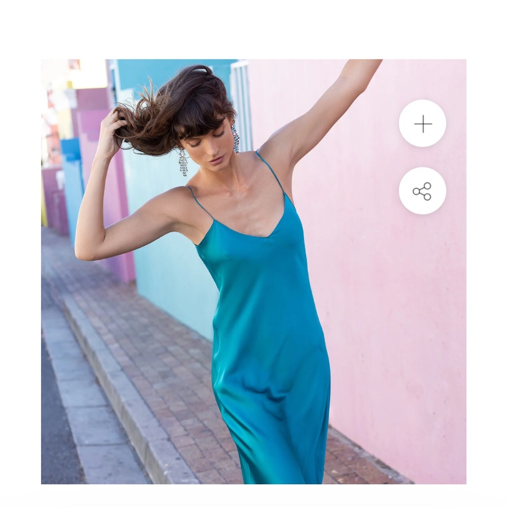 DANNIJO Silk Slip Dress green/blue
